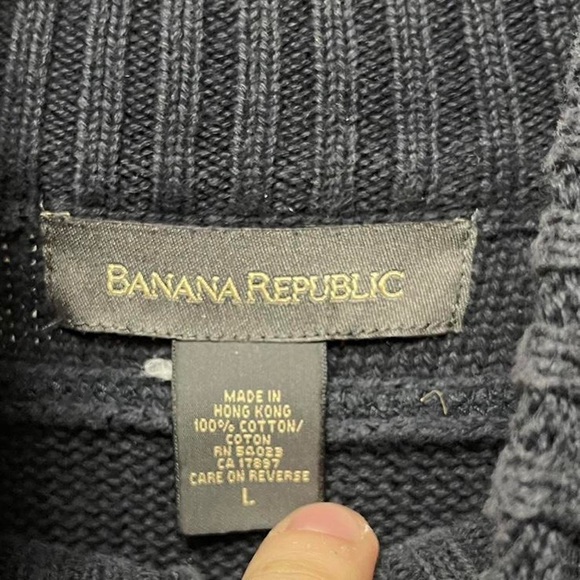 banana republic dark blue 1/4 zip Collared long sleeve sweater sweatshirt jacket - Picture 3 of 4
